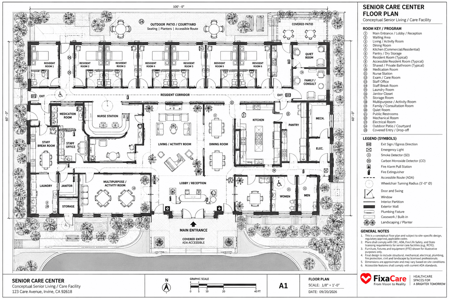 Senior Care Center — Conceptual Floor Plan